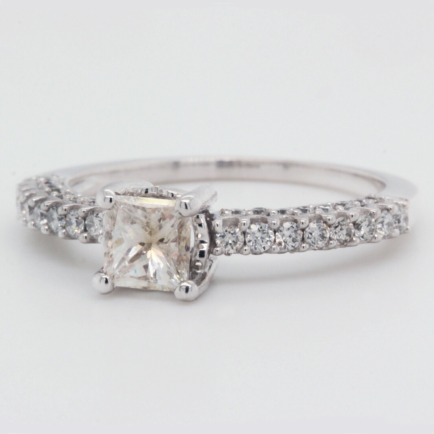 Princess Cut Diamond Engagement Ring Clarity Enhanced 1.01 TCW 14K White Gold
